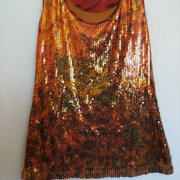 Lster womens red and black sequin floral pattern tank Large - Picture 3 of 8